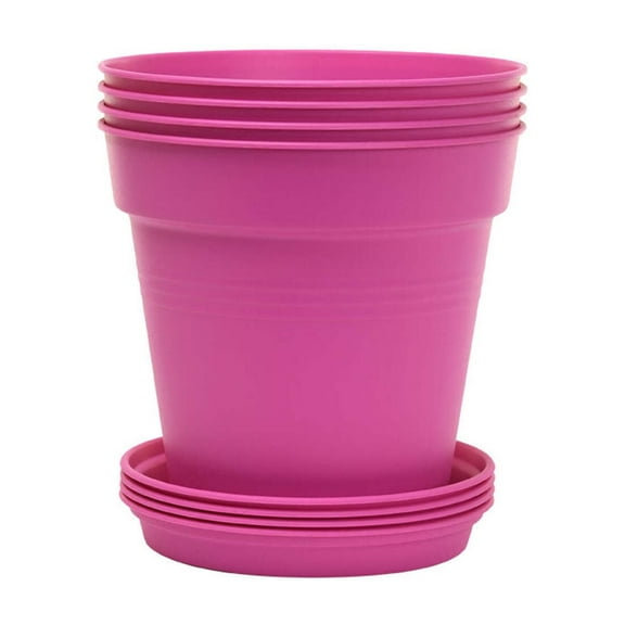 Mintra Garden - 13cm Round Garden Pots 4pk - (13cm Diameter - 5inW x 4.75inH)