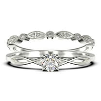 Infinity Loop 1.00 Carat Round Cut Diamond Moissanite Engagement Ring, Twisted Wedding Band in 925 Sterling Silver With 18k White Gold Plating, Bridal Set, Matching Band, Anniversary