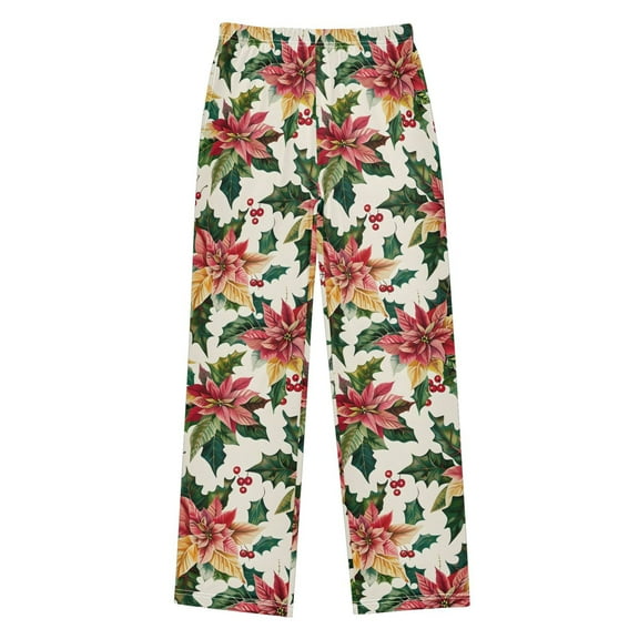 joogoo Poinsettia Flower Pajama Pants Pj Bottoms Sleepwear Lounge L