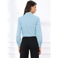thumbnail image 3 of DARING DIVA Button Down Bodysuit Blouse  Casual Top XS Light Blue, 3 of 5