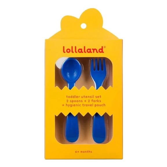 Lollaland 5-Piece Toddler Utensil Set with Hygenic Pouch in Blue