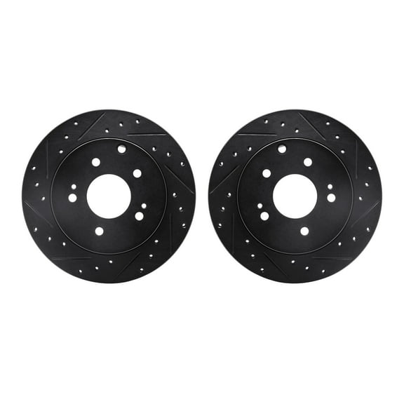 Dynamic Friction Company Rear Brake Rotors-Drilled and Slotted-Black 8002-72058