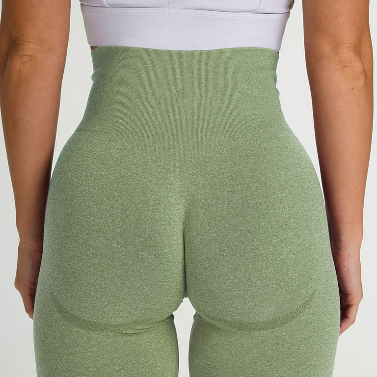 RQYYD Clearance Women's Seamless Scrunch Butt Lift Biker Shorts High Waist  Booty Contour Workout Yoga Gym Shorts(Green,L)