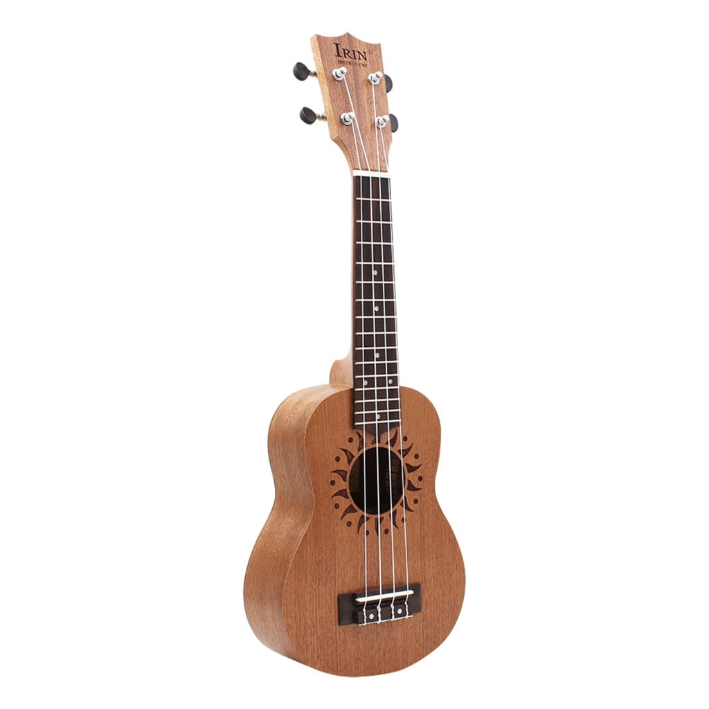 BQBQERT Hawaiian Starter Ukuleles 4 Strings Small Guitar Pattern Acoustic Ukulele Nylon Strings (21 Inch)