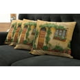 thumbnail image 5 of Ambesonne Garden Throw Pillow Cover 4 Pack, Plants and House Door, 16", Pale Orange Fern Green, 5 of 5