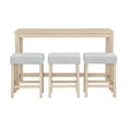 thumbnail image 5 of Aukfa 59" Bar Table Set with Charging Station, 4-Piece Counter Height Kitchen Island Set,3 Upholstered Stools,Light Oak, 5 of 8