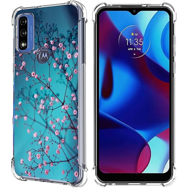 wonima11 Case for Moto G Pure/Moto G Power 2022/Moto G Play 2023, Plum Blossom Flower Drop Protection Shockproof Case TPU Full Body Protective Scratch-Resistant Cover for Motorola Moto G Pure