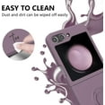 thumbnail image 4 of Case for Samsung Galaxy Z Flip 5 5G, Slim Liquid Silicone Phone Case with 360 Rotatable Ring Holder Kickstand Fashion Hand Strap Magnetic Car Mount Shockproof TPU Bumper Cover - Purple, 4 of 7