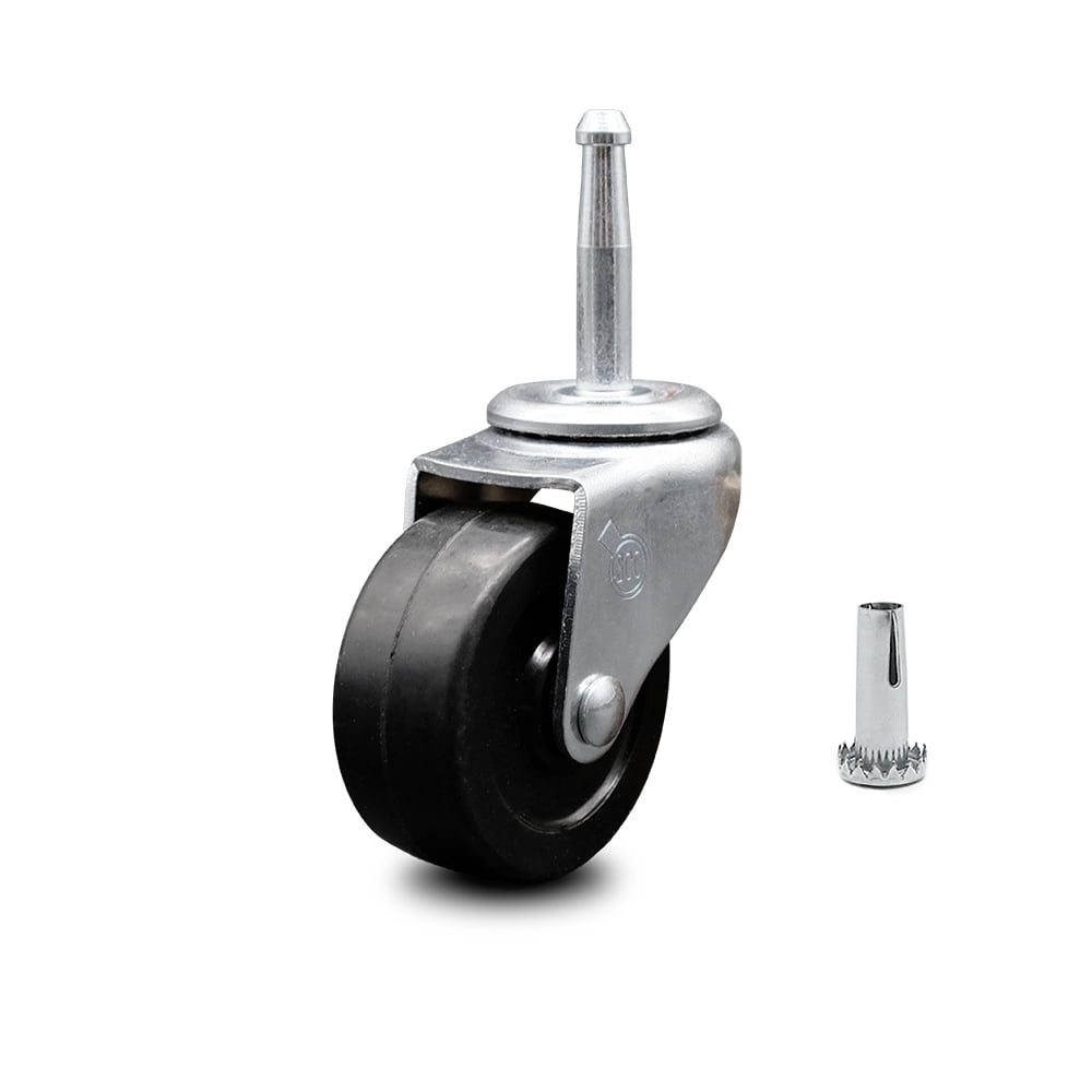 Service Caster 2 Inch Swivel Soft Rubber Caster and 5/16 Grip Neck