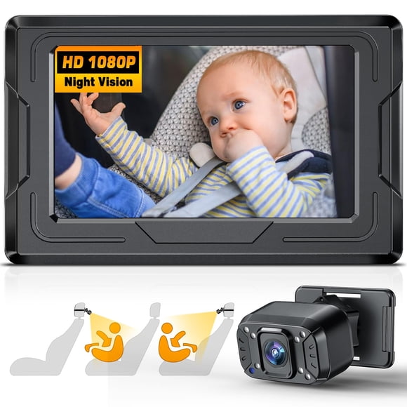 Cámara de coche para bebé FEISIKE de 4.3 pulgadas con espejo para asiento trasero, visión nocturna