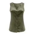 thumbnail image 5 of TRUBKH sleeveless tops for women button up tank tops for women cotton shirts for women tank top for women camisole tops for women Button Up Shirt Sleeveless Casual V Neck Tank Top Army Green XL, 5 of 5