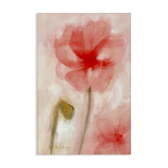 Stupell Industries Abstract Pink Bloom Botanical & Floral Painting Gallery Wrapped Canvas Art Print Wall Art, 16 x 24