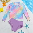 thumbnail image 4 of HWJAD Baby Girls' Rashguard Set Two Pieces Bathing Suit Long Sleeve Swimsuit with Ruffle Bikini Bottoms Swimwear 4-7 Years, 4 of 6