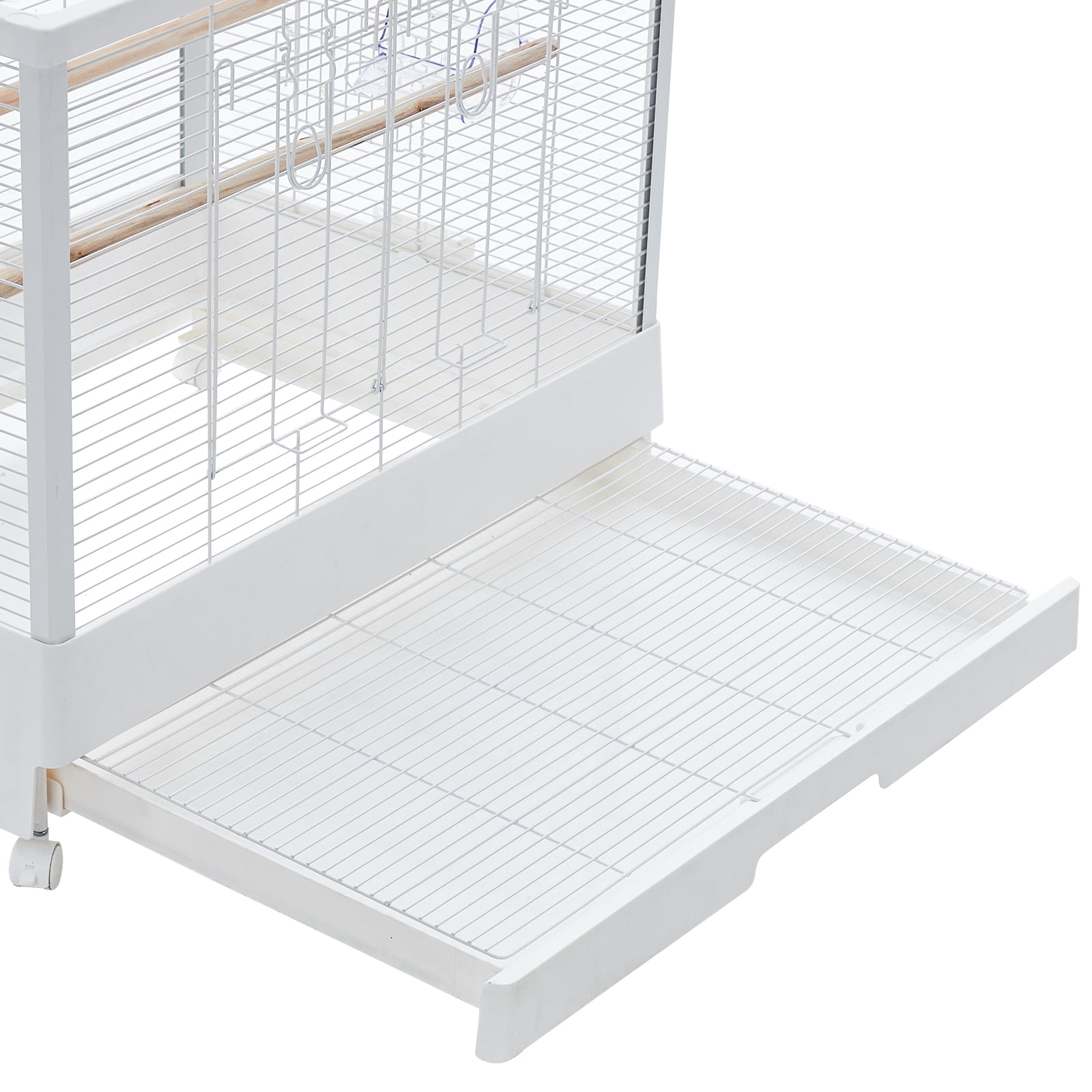 Spacious Metal Bird Cage with Play Top – Rolling Stand. Storage Shelf. -Out Tray – Flight Cage for Parrots. Cockatiels. Conures. Parakeets. Budgies. Lovebirds. Finches. Canaries – White