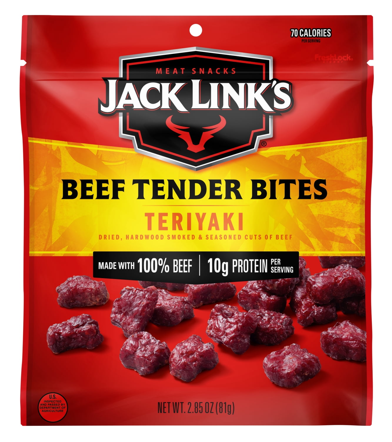 Jack Links Beef Tender Bites, Teriyaki, 100% Beef, 10g of Protein per Serving, 2.85 oz. Bag