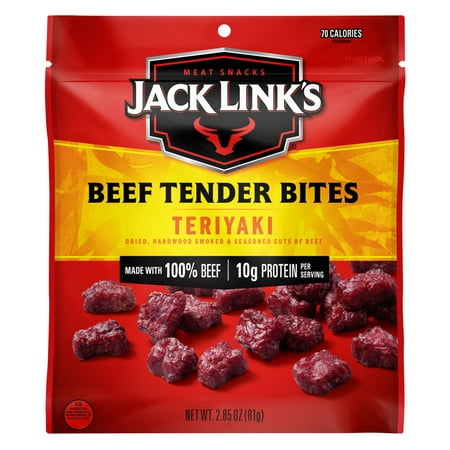 Jack Link’s Beef Tender Bites, Teriyaki, 100% Beef, 10g of Protein per Serving, 2.85 oz. Bag