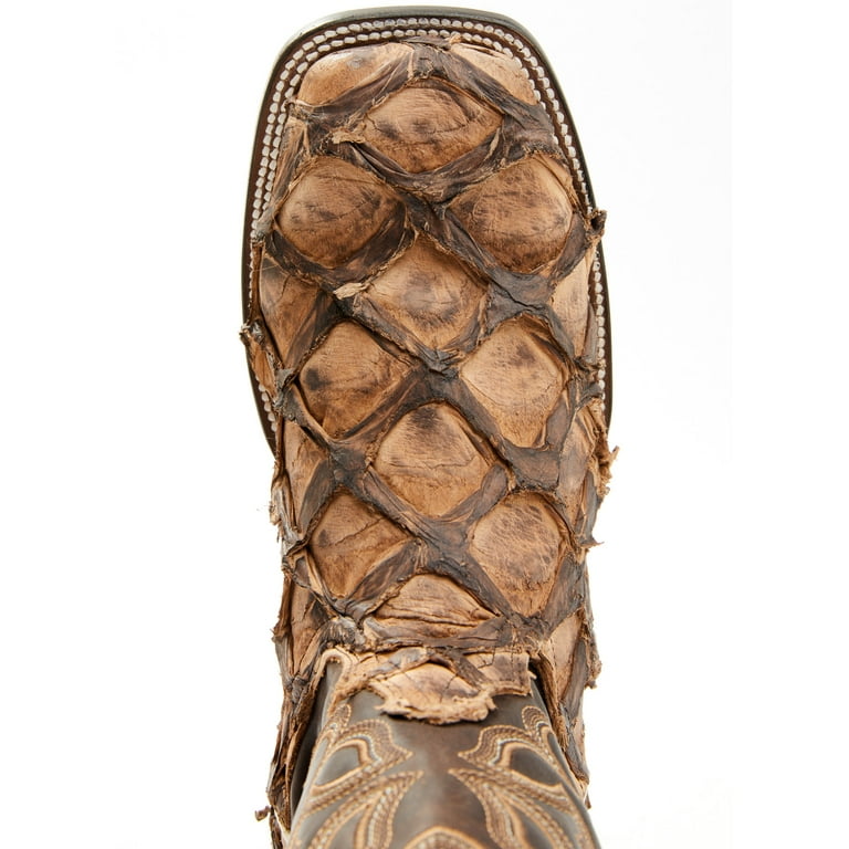 Cody James Men s Exotic Pirarucu Broad Square Toe Chocolate Western Boot 9 EE US Walmart