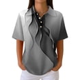 thumbnail image 2 of Women's Waffle Knit Polo Shirt Plus Size Friendly Color Block Striped Collared Short Sleeve Loose Fit Vacation Casual Summer Tops 2026, L, 2 of 7