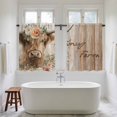 thumbnail image 4 of Spring Cow Floral Kitchen Curtain for Berdoom Living Room Cafe 45 Inch Length, Light Brown Wooden Farmhouse Tiers Curtains Light Filtering Drapes Rod Pocket Window Treatment 2 Panels 52"Wx45"L, 4 of 8