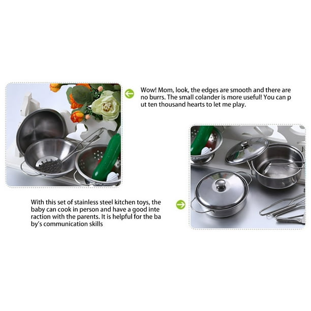Acheter Ensemble de mini ustensiles de cuisine en acier inoxydable pour enfants, jouets pour filles, pouvant contenir des aliments, cuisine, éducation, jeux de simulation pour enfants Acheter Ensemble de mini ustensiles de cuisine en acier inoxydable pour enfants, jouets pour filles, pouvant contenir des aliments, cuisine, éducation, jeux de simulation pour enfants