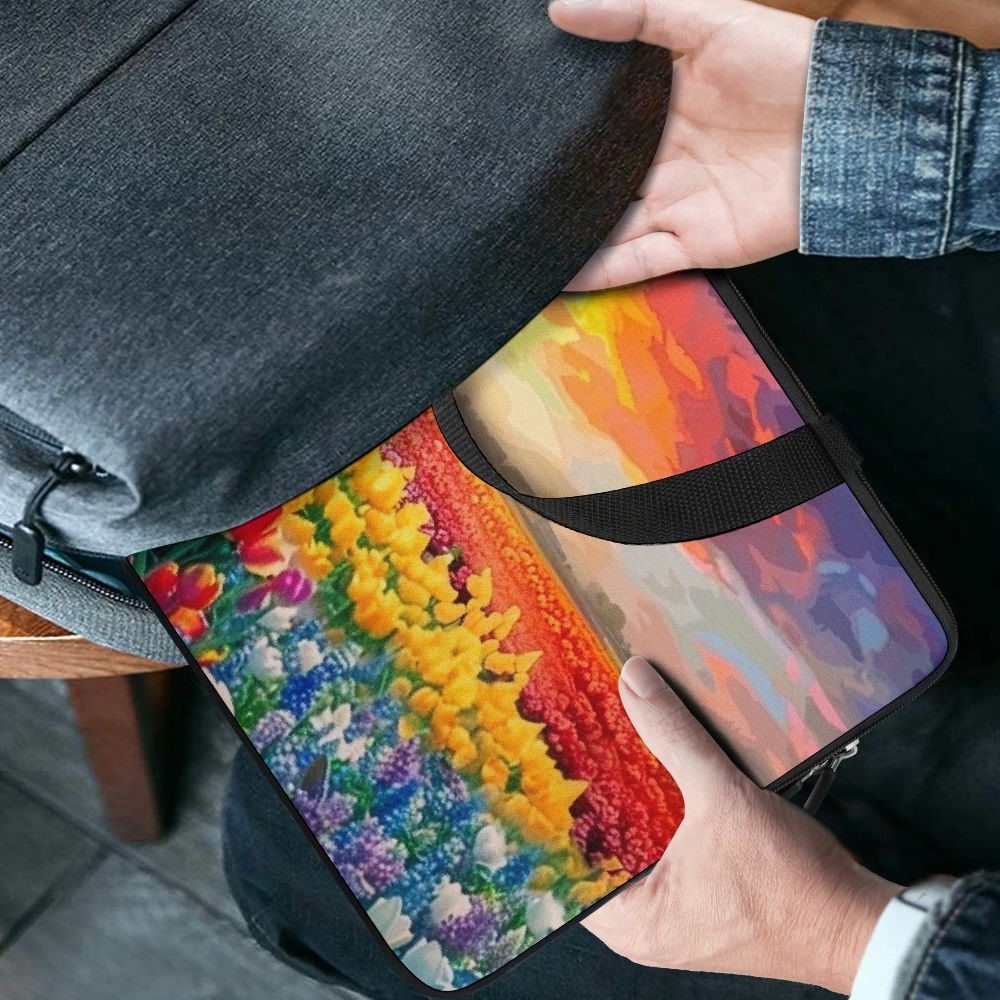 JRXY Windmill Flowers Sunset Handheld Laptop Bag Diving Fabric Tablet Cover Neoprene Protective Case 15inch