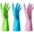 thumbnail image 1 of Guantes de limpieza Vhermosa 3 pares de Guantes de cocina Guantes de goma para lavar platos reutilizables sin látex tamaño grande WMPH-690, 1 of 4