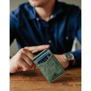 Serman Brands Slim Wallets for Men | Money Clip | RFID Blocking with Front Pocket | Men Bifold | Leather Wallet | Alpine Green