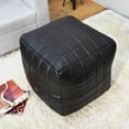 thumbnail image 2 of BBH Homes Handmade Black Leather Pouf Ottomans Square Goat Leather BBBACPF0023, 2 of 9