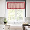 thumbnail image 3 of Valentines Pink Plaid 3 PCS Kitchen Curtain Valance and Tiers Set,Rod Pocket Small Half Tier Valances Window Curtains Panel,Red Valentines Day Holiday Spring Leaves 55"x24" (Set of 2 Tiers & Valance), 3 of 5