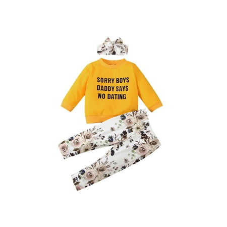

Springcmy Baby Girls Long Sleeve Sweater Print Pants Headband Set