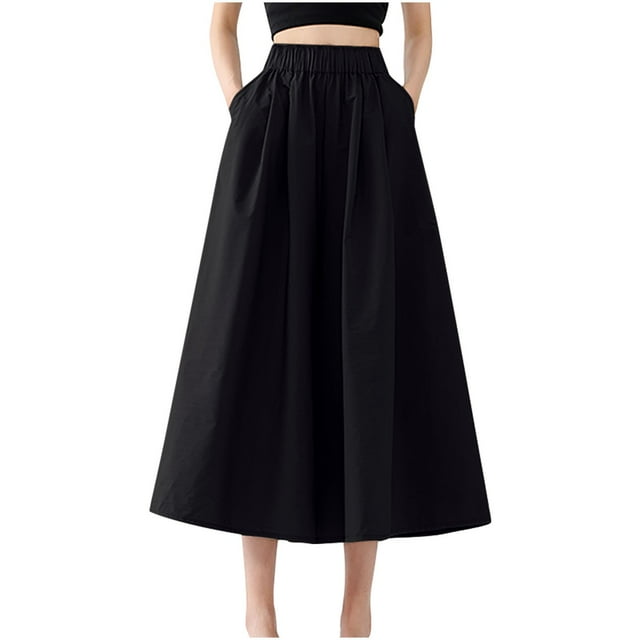 Timegard Women Wide Leg Pants Elastic High Waist Ruched Fall Vacation Casual Loose Pants with Pockets