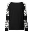 thumbnail image 4 of Couleurs Multiples des Femmes Sexy Confortable Nature Col Rond Impression à Manches Longues Polyester Top (Noir, XXL), 4 of 4