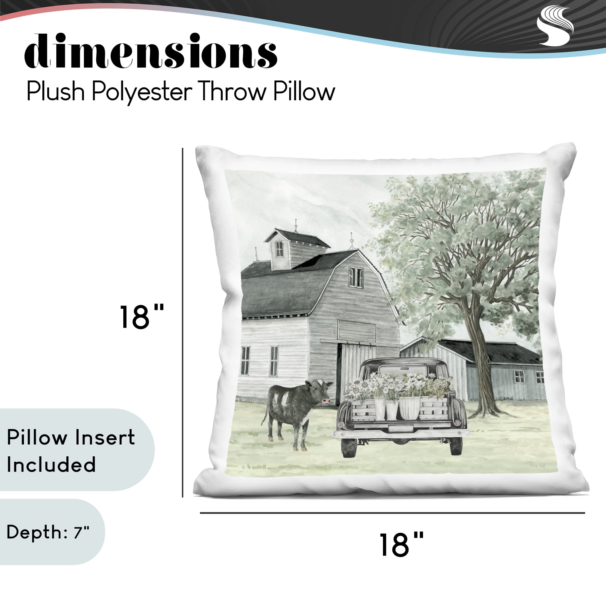 Stupell Industries Buttercup's Flowers on Farm Decorative Printed Throw Pillow, design by Cindy Jacobs