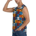 thumbnail image 3 of Lsque colorful plaid Dinosaur Print Men's Cotton Blend Sleeveless Muscle Shirts (S-3XL)- Moisture Wicking, Odor Protection, UPF 30+,Small, 3 of 8