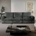 thumbnail image 2 of 107'' Black Corduroy Sectional Sofa, 3 Seater Modern Modular Oversized Upholstered Couch with Comfy Pillows Deep Seat And Square Arm For Living Room Bedroom Apartment Office (Black, 3 Seater), 2 of 7