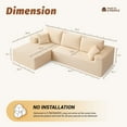 thumbnail image 6 of BIGSYY 107" L-Shape Left Corduroy Modular Sofa for Adults, Boneless, Deep Seat, No Assembly, Camel (2 Packages), 6 of 10