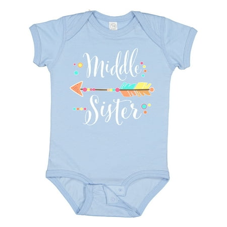 

Inktastic Middle Sister- Dots and Arrow Gift Baby Girl Bodysuit