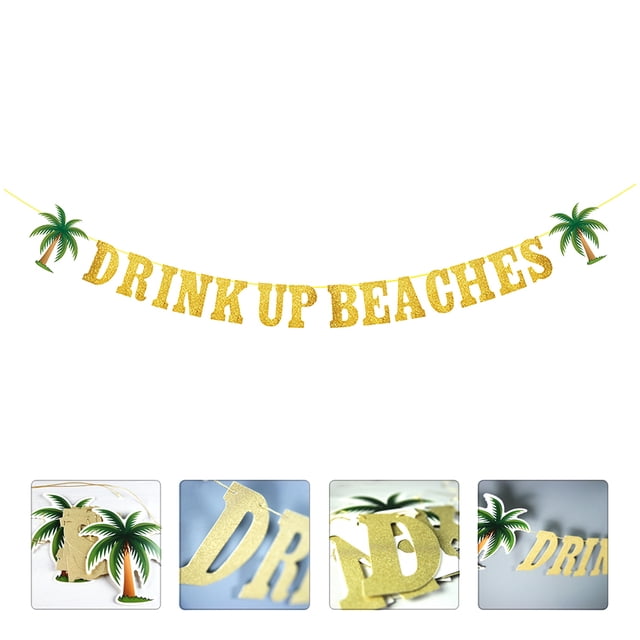 GAXIRE 1Ud Banner Glitter Dorado Para De Fiesta Tropical Y Fiesta En