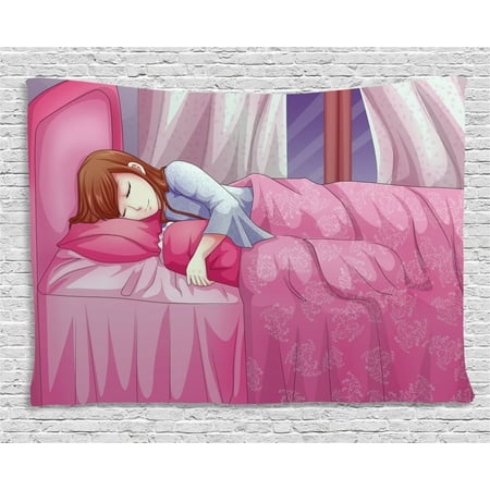 Anime Tapestry Cartoon Illustration Of A Sleeping Girl Japanese Culture Manga Themed Style Artwork Print Wall Hanging For Bedroom Living Room Dorm
