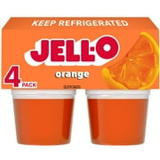 Jell-O Original Refrigerated Orange Gelatin Plastic Cups Snack, 4 count