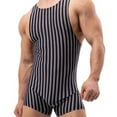thumbnail image 2 of Mens Striped Bodysuit Boxers Underwear Sleeveless Fitness Singlet Slip Jumpsuits, 2 of 8