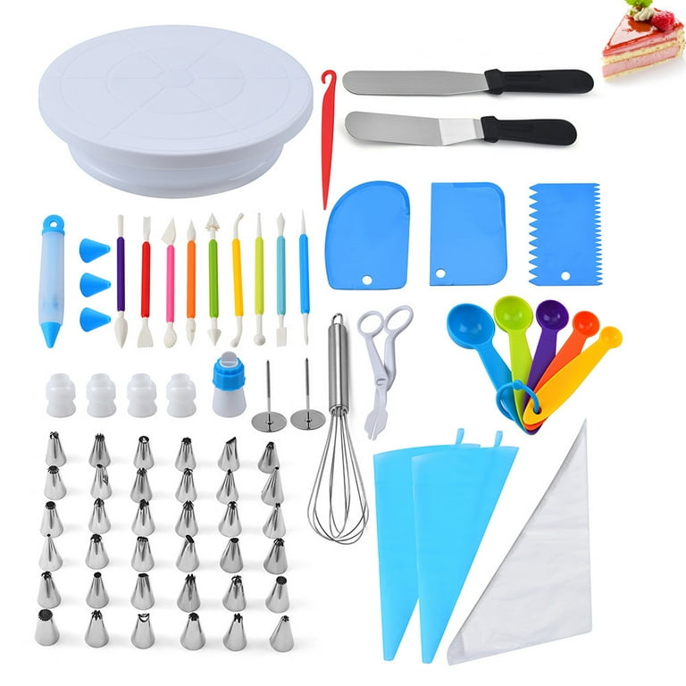 Uten 60PCs Cake Decorating Supplies Kit, Cake Decorating Stand Set with  11'' Cake Turntable, 48 Numbered Icing Piping Tips, 2 Spatulas, 3 Icing  Comb