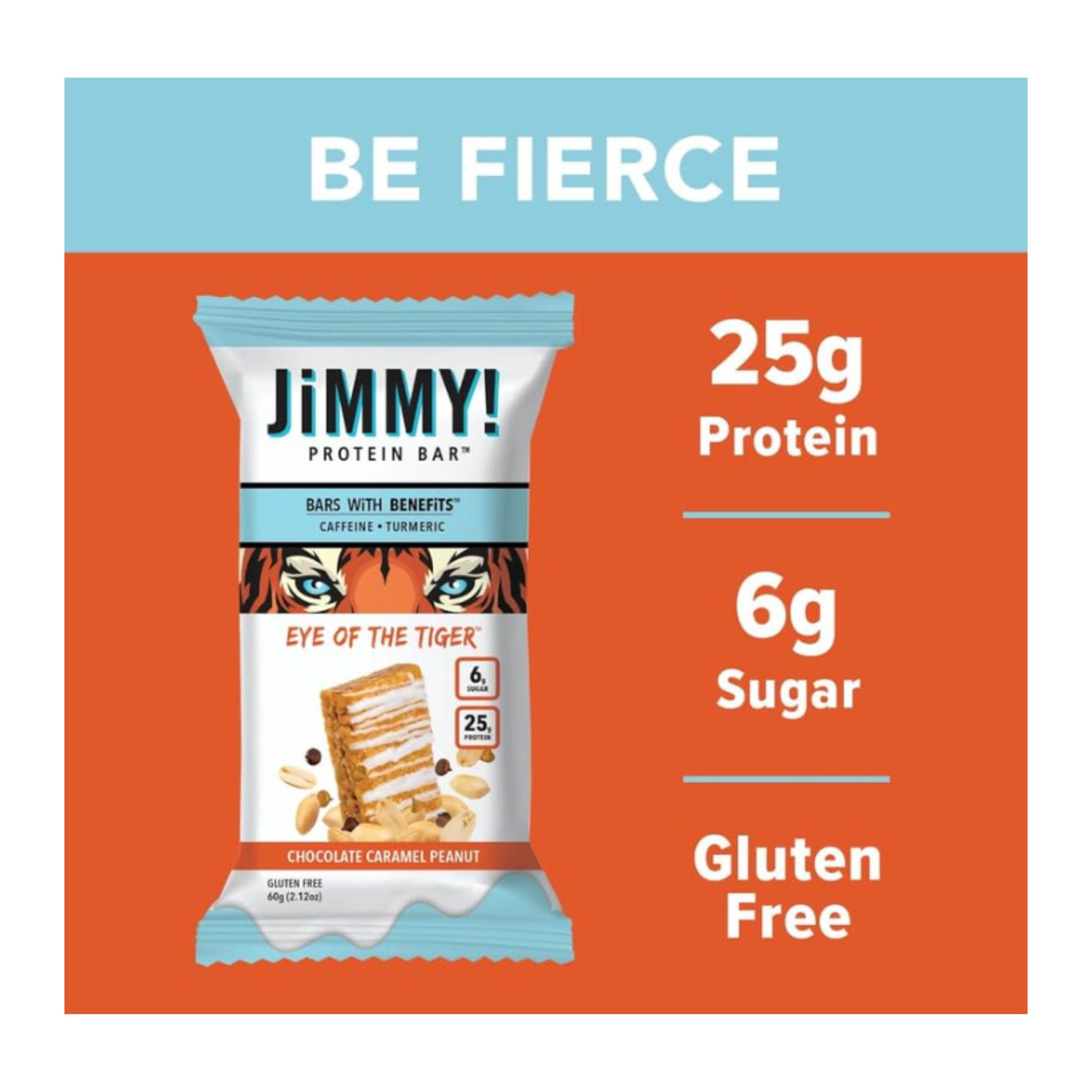 JiMMY! Caramel Chocolate Nut (Eye of the Tiger) Protein Bars, 12 Count