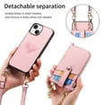 thumbnail image 5 of SaniMore for iPhone 13 Pro Max Case, PU Leather Removeable Zipper Purse with Card Slots Crossbody Lanyard Shockproof Bumper Anti-drop Love Heart Stylish for Girls Women Wallet Cover, Pink, 5 of 8