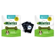 Dog Dental Chews - Minties Maximum Mint  - Medium/Large 40+lbs - VetIQ - 2 pack - 16oz 20 Treats per pack - plus 3 My Outlet Mall Resealable Storage Pouches