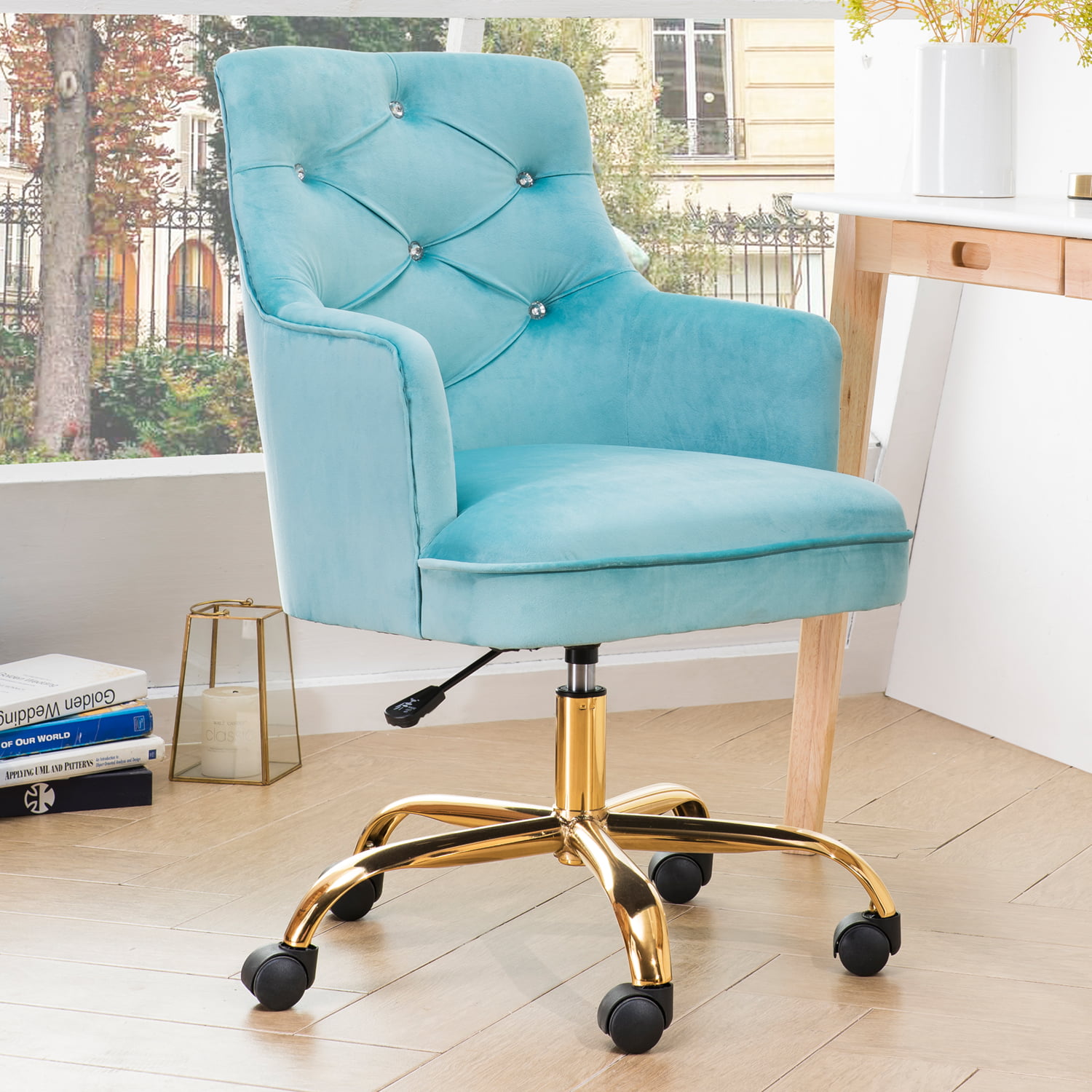 OVIOS Cute Desk Chair,Plush Velvet Office Chair for Girl or Lady,Modern