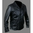 thumbnail image 4 of Noora Men’s black button-up leather jacket with notched collar | Stylish Shirt, 4 of 7