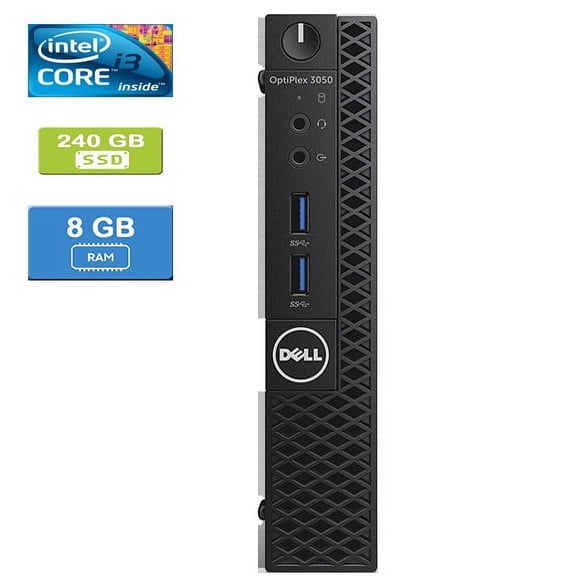 Used: Dell 3050 MICRO Intel Core i3-7100T , 8GB, 240GB SSD, Win 10 Pro