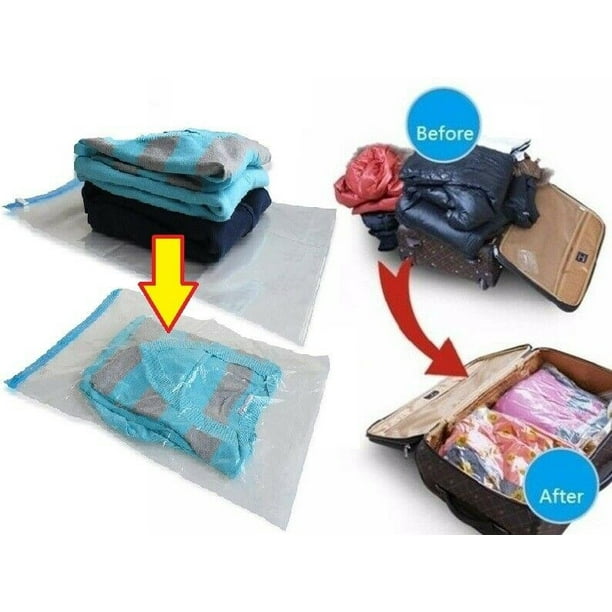 8 Pack Space Storage Travel Roll Up Compress Bags No Vacuum Needed