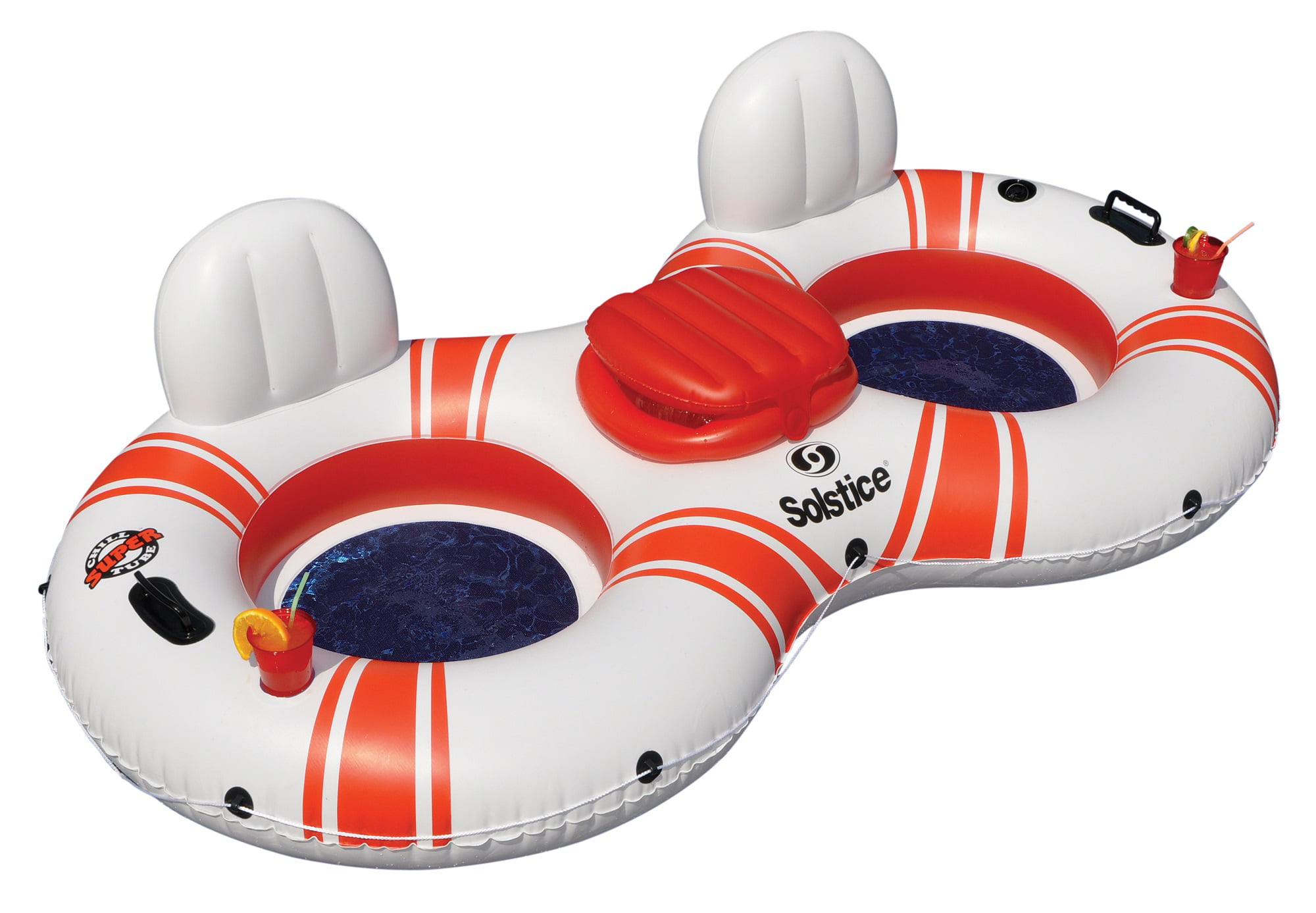88 Inflatable White And Red Duo Swimming Pool Float With Cooler